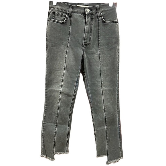 Joie Hazelle Distressed asymmetric Grey Denim High Rise Jeans Washed Onyx NWT - Picture 6 of 6